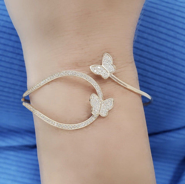 Butterfly Twist Diamond Bangle