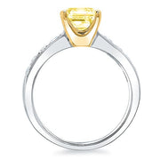 Intense Yellow Cushion Cut Diamond Ring Side Profile