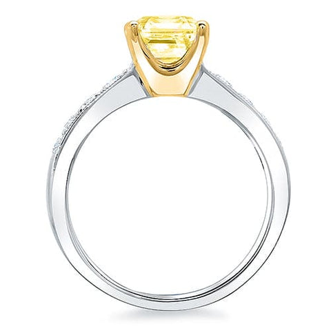 Intense Yellow Cushion Cut Diamond Ring Side Profile