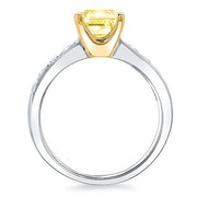 Canary Fancy Yellow Cushion Cut Engagement Ring Side Profile