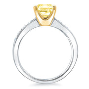 1.45 Ct. Cushion Cut Fancy Yellow Diamond Engagement Ring VS1 GIA Certified