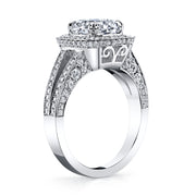 Halo Cushion Cut Split Shank Diamond Engagement Ring