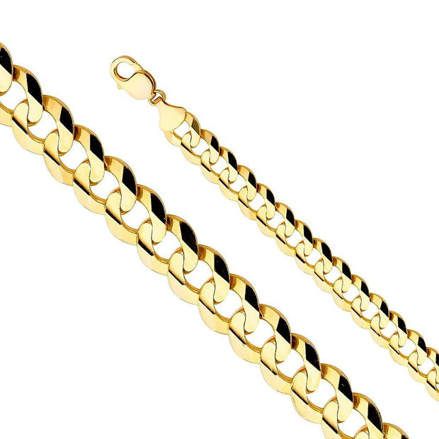 14K Yellow Gold Solid Cuban Chain 14mm