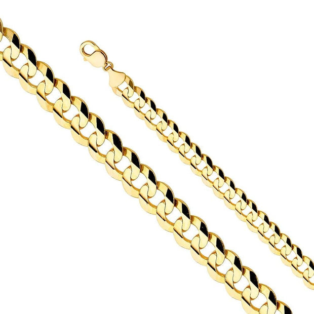 14K Yellow Gold Solid Cuban Chain 12.2mm