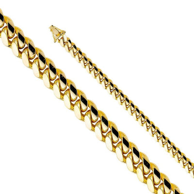 14K Yellow Gold Solid Miami Cuban Chain 8.3mm