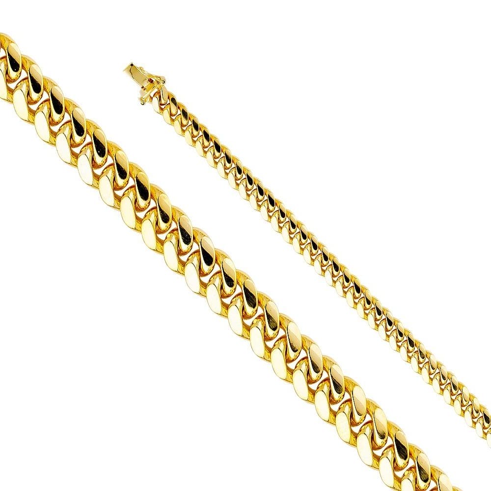 14k yellow gold solid miami cuban chain 7mm