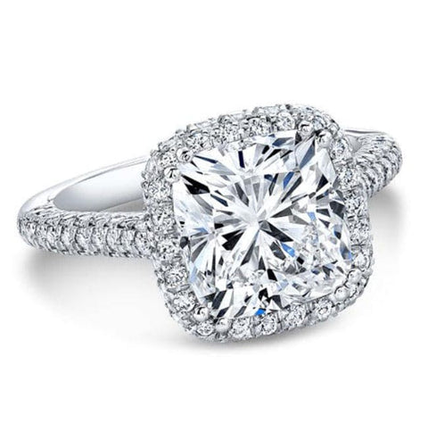 Pave Halo Cushion Cut Engagement Ring