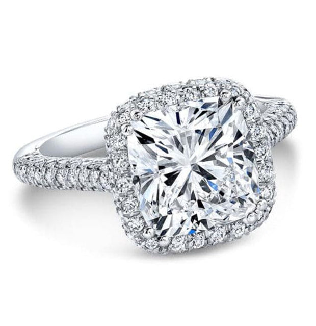 Halo + Hidden Halo Cushion Diamond Ring 