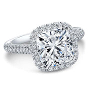 Top Side Halo Cushion Cut Diamond Engagement Ring