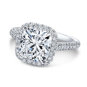 Top Side Halo Cushion Cut Diamond Engagement Ring