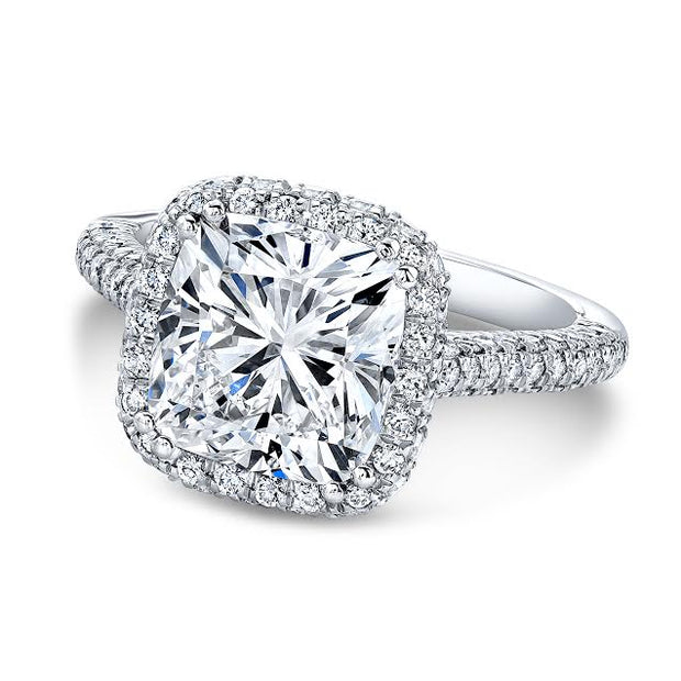Top Side Halo Cushion Cut Diamond Engagement Ring