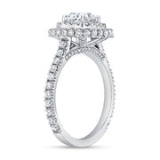 Cushion Double Halo with Hidden Halo Engagement Ring