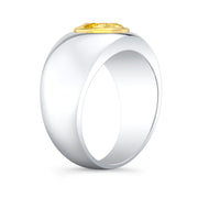  Yellow Oval Men's Diamond Ring Bezel Set Side Profile