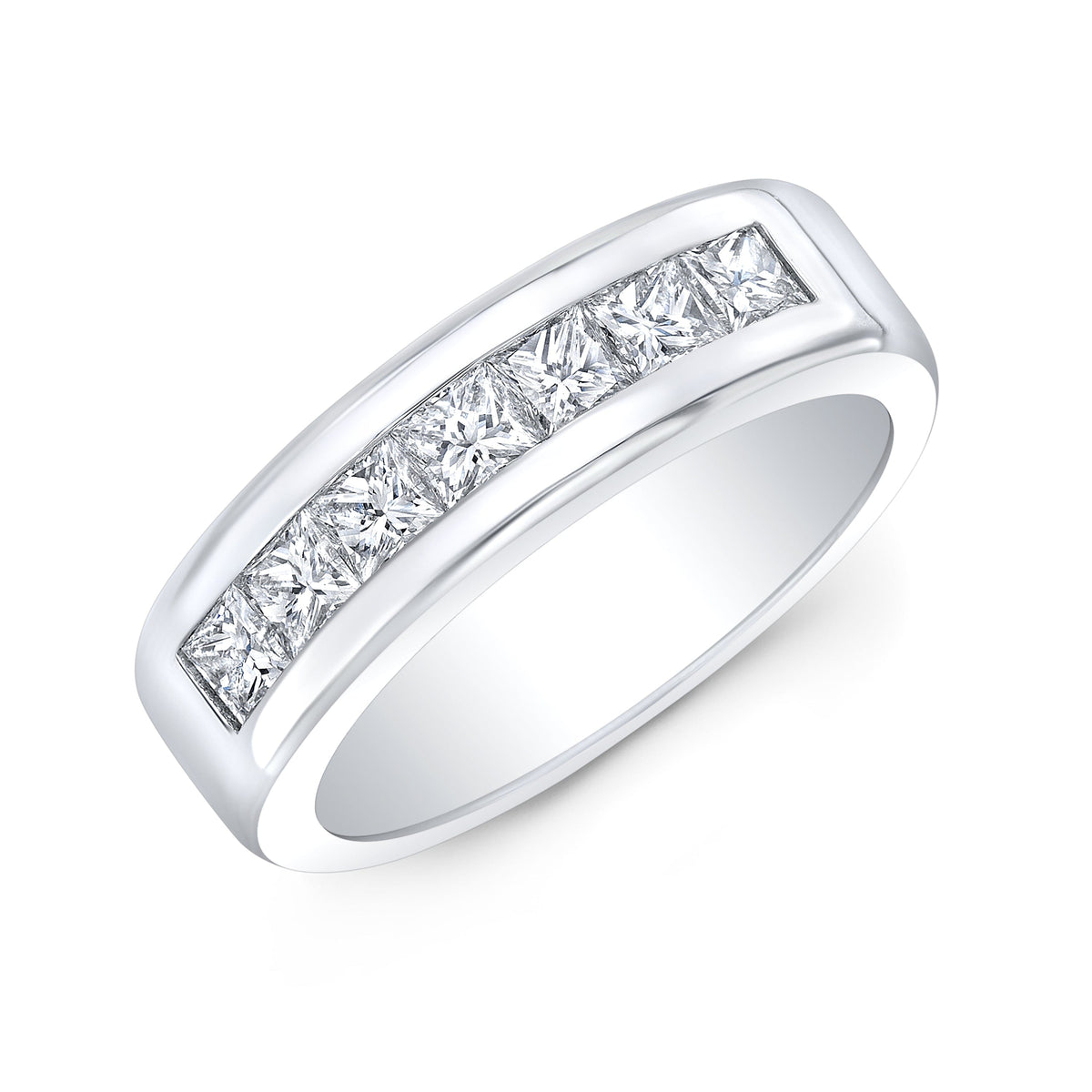 Men's diamond ring channel set side profile