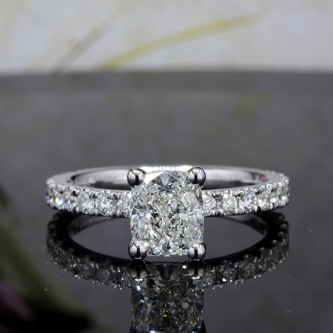 1.30 Ct. Cushion Cut Engagement Ring with Accents G Color VS2 GIA Certified