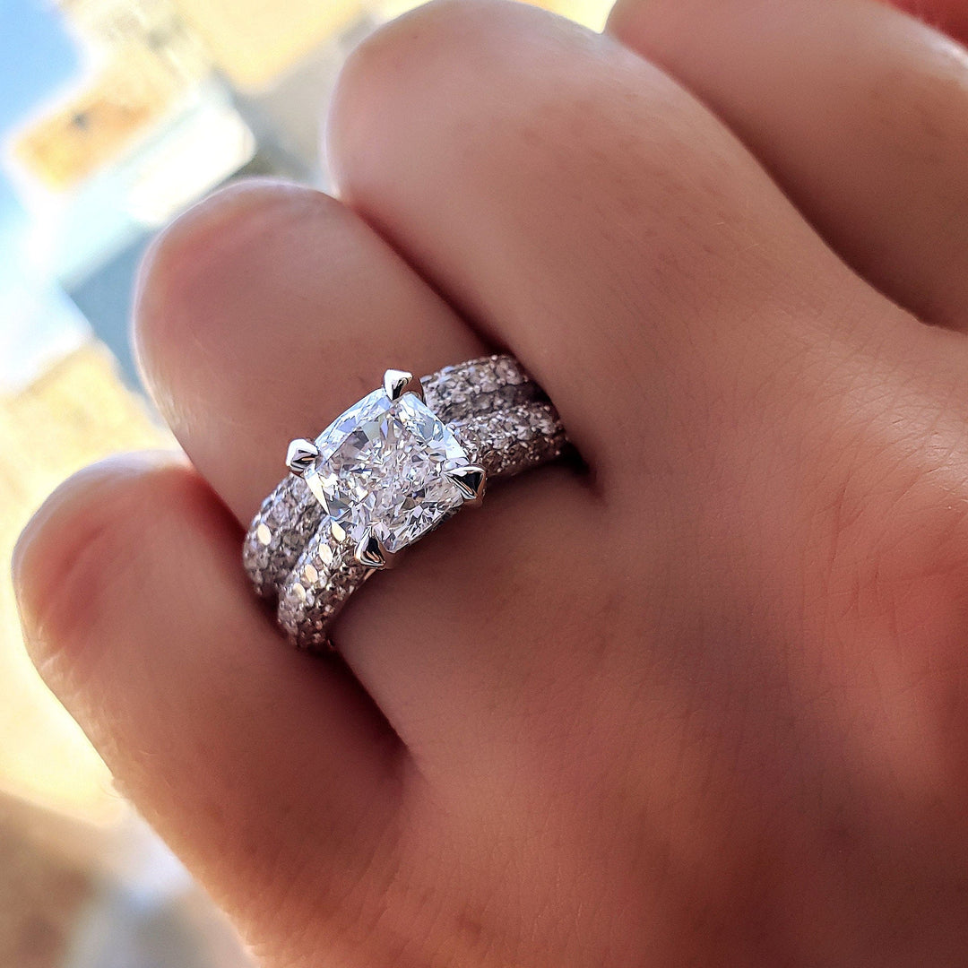 2.50 Ctw Cushion Cut Hidden Halo Ring F Color VS1 GIA Certified