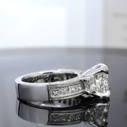 Cushion Cut 3 Stone Diamond Ring with Accents Side View