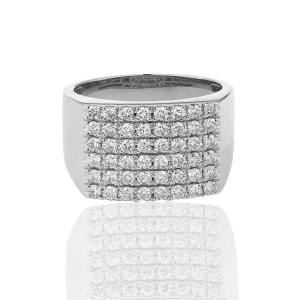 white gold men's ring with 6rows of diamonds 13.5 mm width