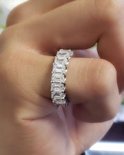 4.00 Ct. U-Setting Emerald Cut Diamond Eternity Ring F-G Color VS1 Clarity