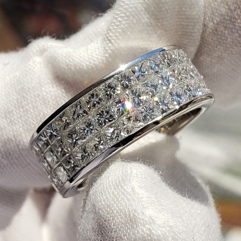 Men's eternity ring with princess cut diamonds