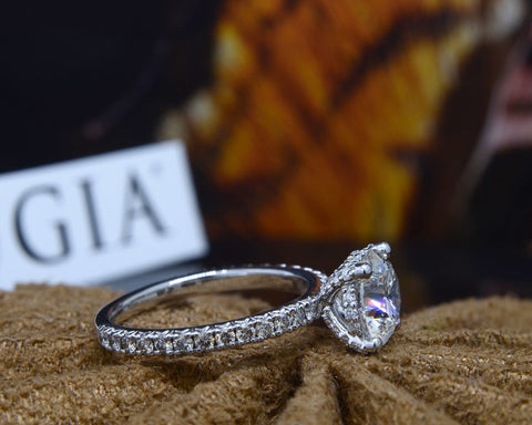 Hidden Halo Engagement Ring Side profile