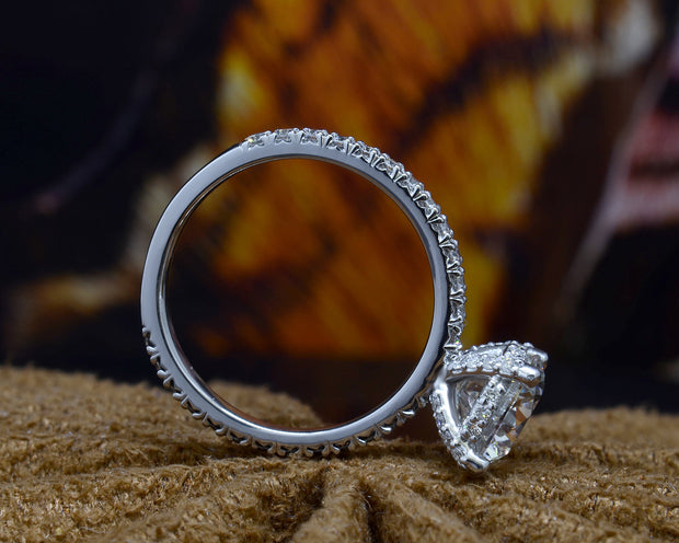 Hidden Halo Engagement Ring Set Side Profile