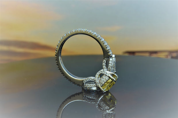 Three Stone Ring Side View Canary Center
