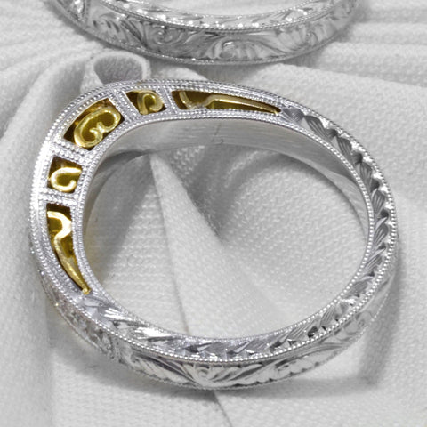 Yellow Cushion Cut Hand-Carved Matching Band