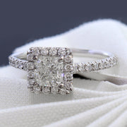 1.90 Ct. Princess Cut Halo Engagement Ring H Color VS2 GIA certified