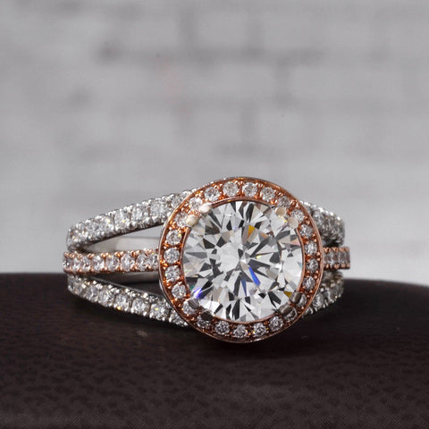 2.60 Ct Riviera Engagement Ring Diamond & Sapphire G Color SI1 GIA Certified