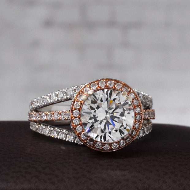 2.60 Ct Riviera Engagement Ring Diamond & Sapphire G Color SI1 GIA Certified