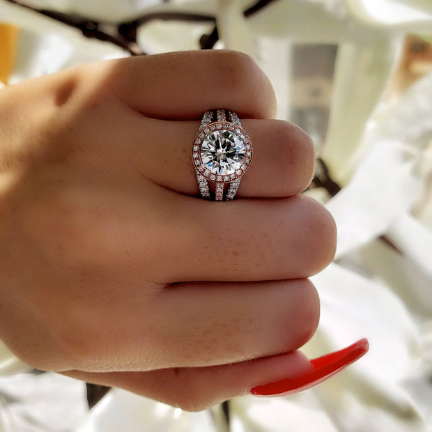 2.60 Ct Riviera Engagement Ring Diamond & Sapphire G Color SI1 GIA Certified