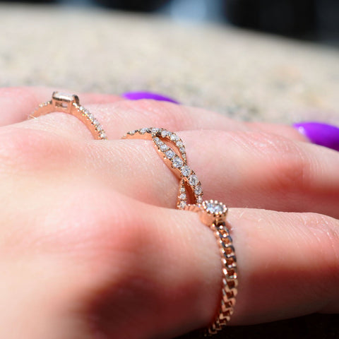 Stackable Diamond Waves Infinity Ring