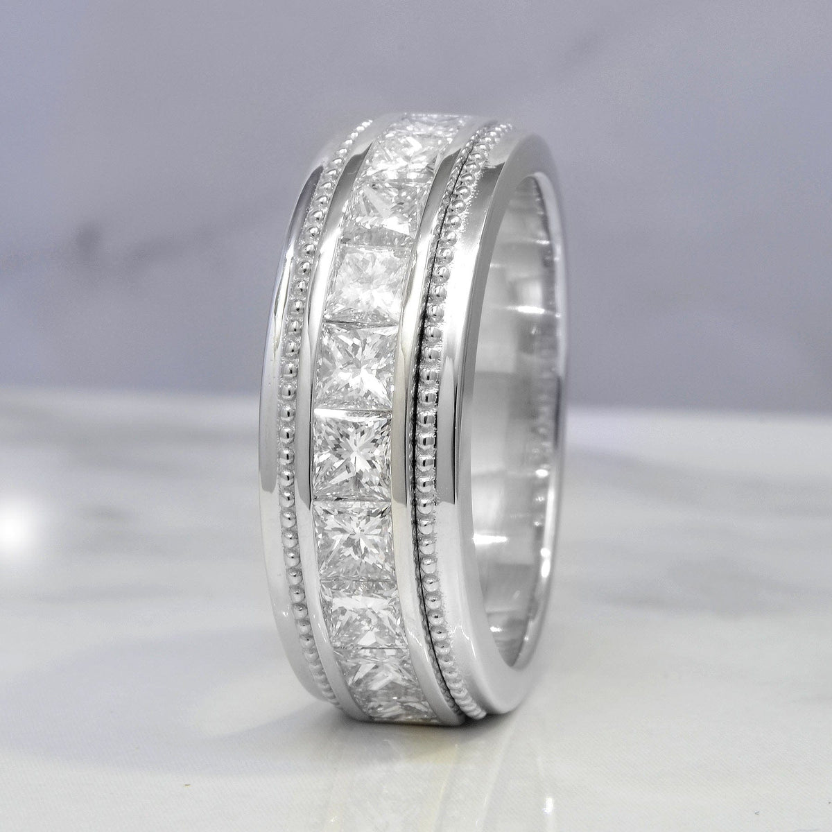 Men's channel set diamond ring