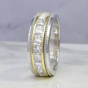 Men's Channel Set Diamond Ring Two Tone