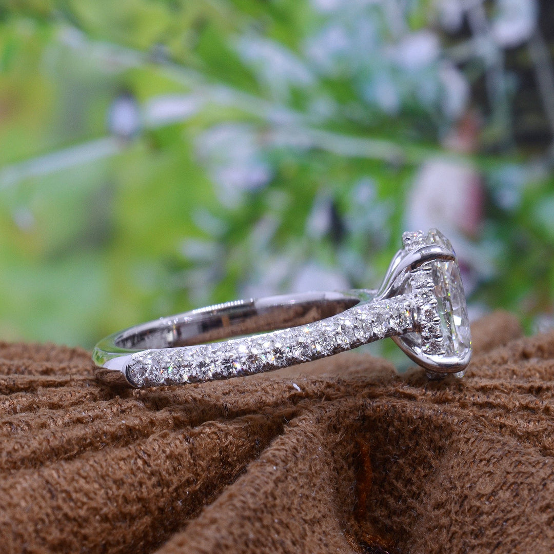 4.20 Ct. Hidden Halo Oval Cut Engagement Ring J Color VS1 GIA Certified