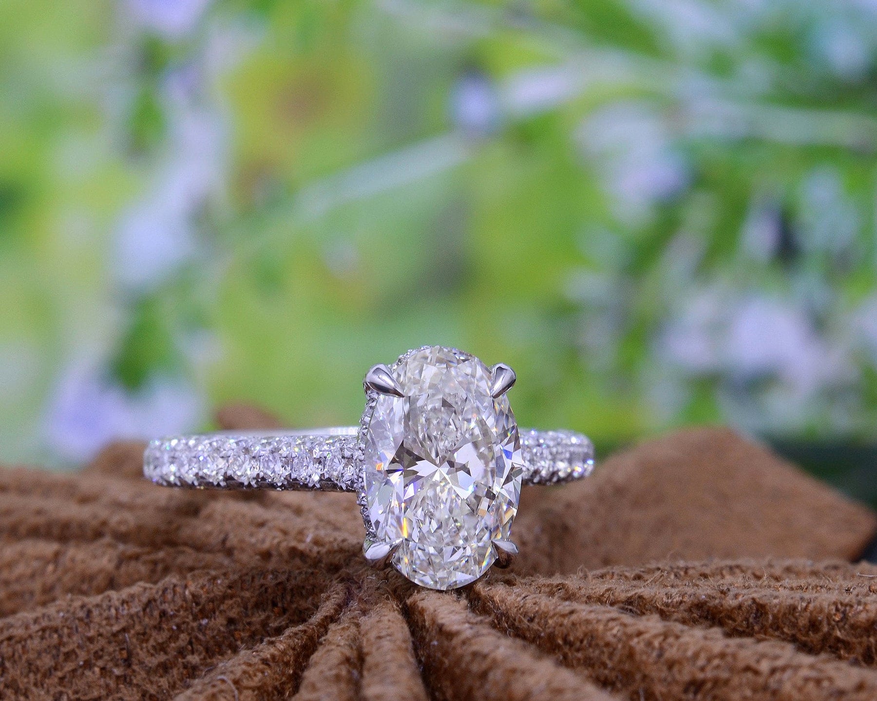 3.40 Carat Natural Oval Cut Diamond Station Engagement Ring 14K White Gold  E/VS1 | eBay