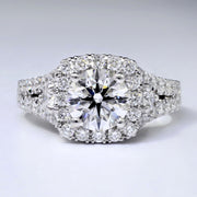 4.00 Ct. Cushion Halo Round Cut Center Engagement Ring I Color VS2 GIA Certified