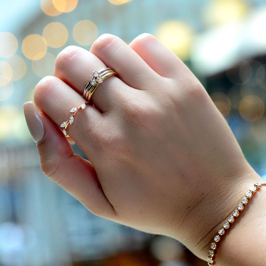 Off the vine marquise diamond ring stackable