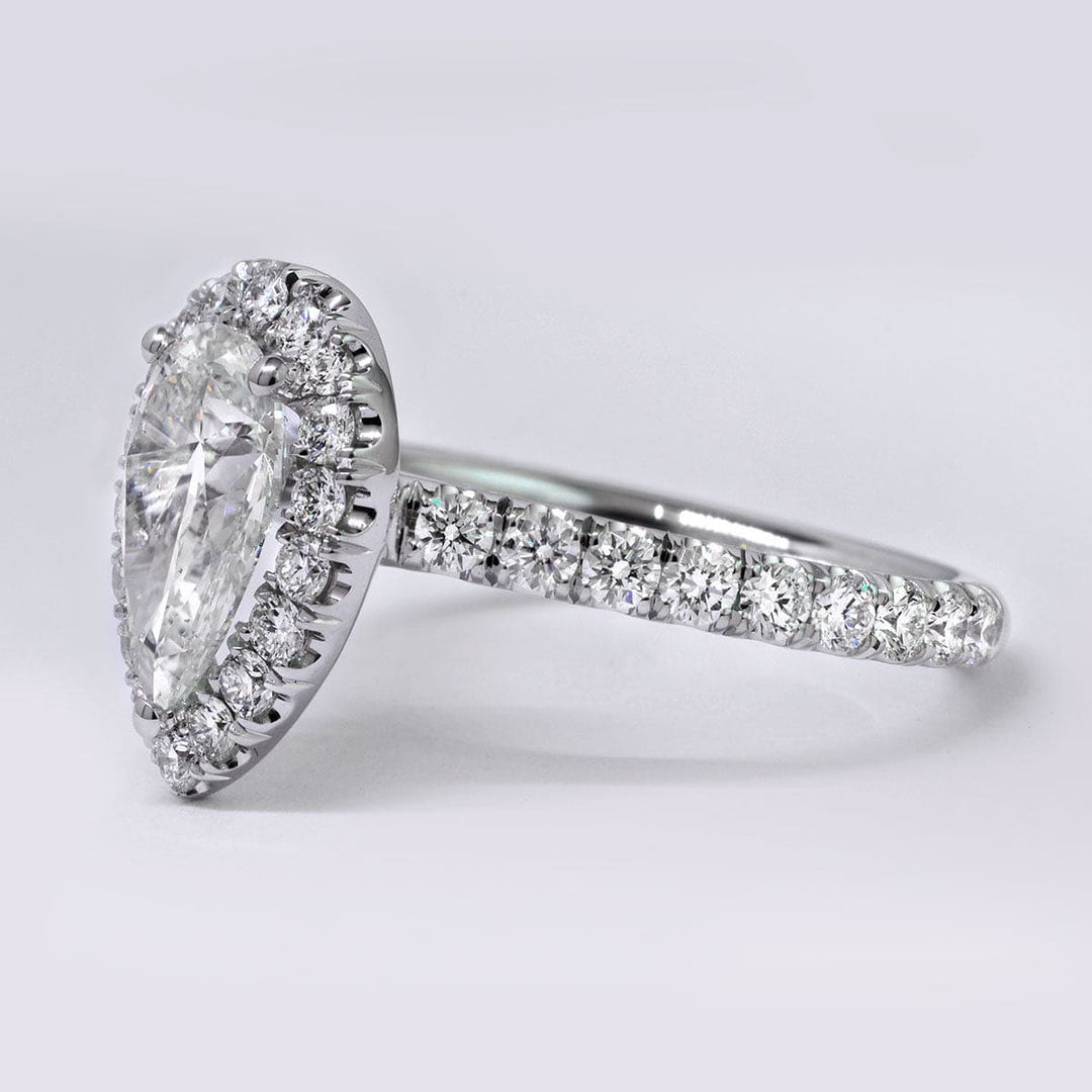 1.40 Ct Pear Halo Engagement Ring Natural Diamonds G Color VS1 GIA Certified