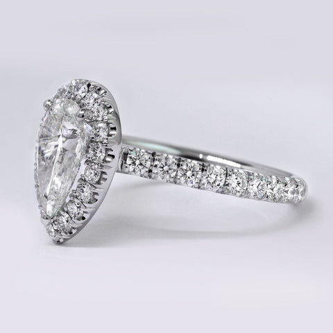 1.40 Ct Pear Halo Engagement Ring Natural Diamonds G Color VS1 GIA Certified