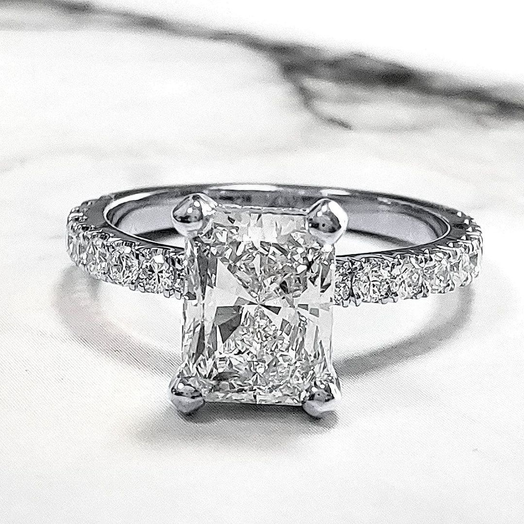 2.30 Ct. Elongated Radiant Cut Engagement Set F Color VS1 GIA Certified
