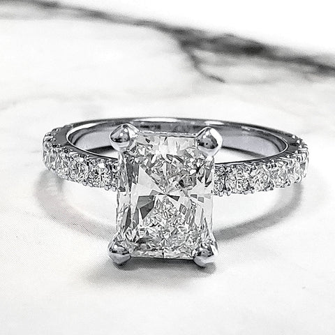 Campagna 2 carat elongated radiant cut engagement ring