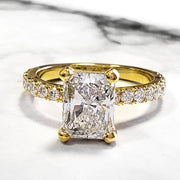 2.00 Ct. Radiant Cut Engagement Ring Set w Accents G Color VS1 GIA Certified