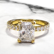 1.90 Ctw. Radiant Cut Engagement Ring Set Accent Diamonds I Color VS2 GIA Certified