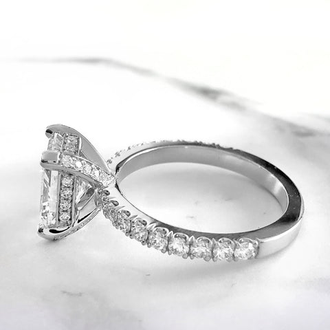 2.60 Ct. Radiant Cut Hidden Halo Engagement Ring Set D Color VS2 GIA Certified