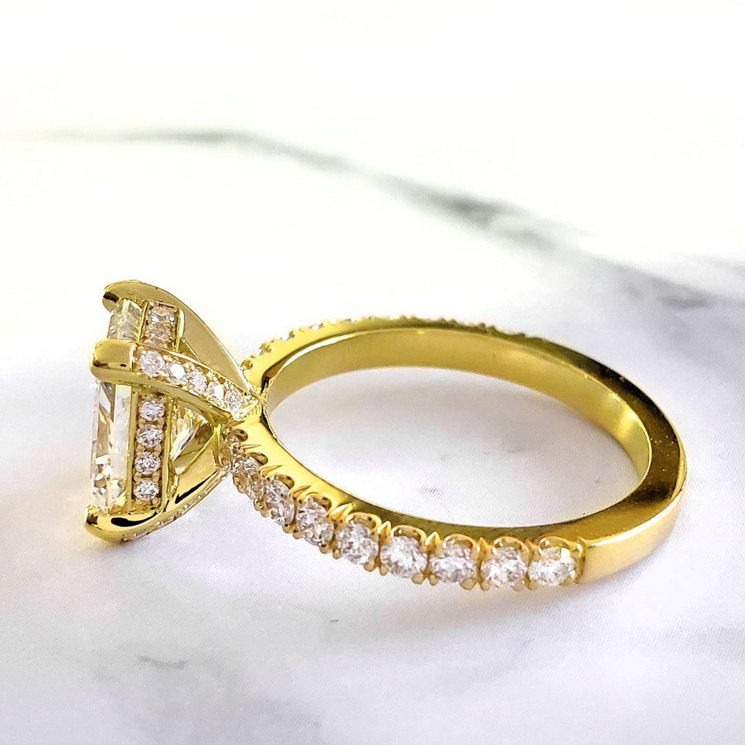 2.60 Ct. Radiant Cut Hidden Halo Engagement Ring Set D Color VS2 GIA Certified