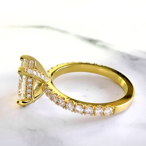 2.60 Ct. Radiant Cut Hidden Halo Engagement Ring Set D Color VS2 GIA Certified