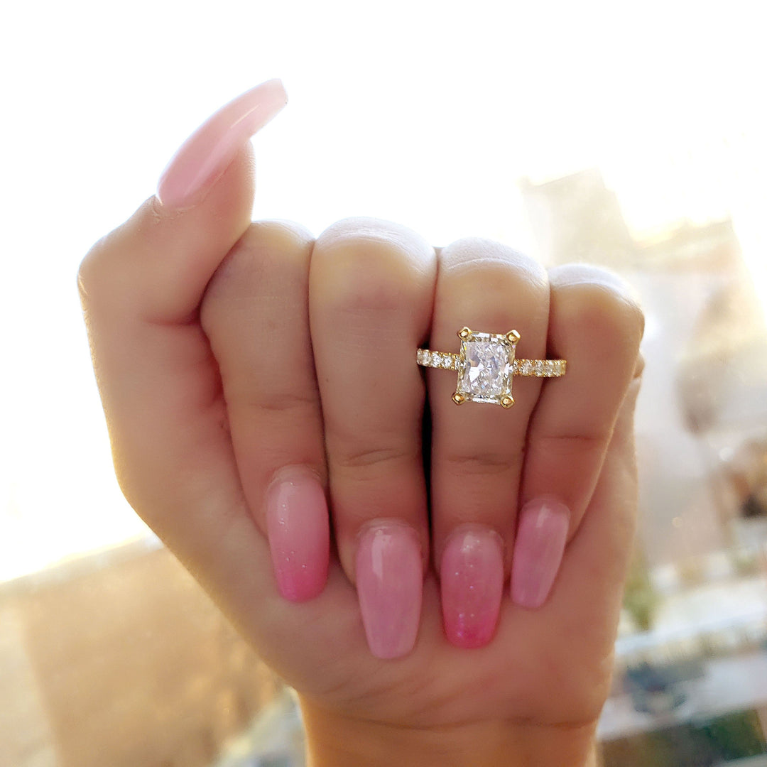 2.30 Ct. Elongated Radiant Cut Engagement Set F Color VS1 GIA Certified