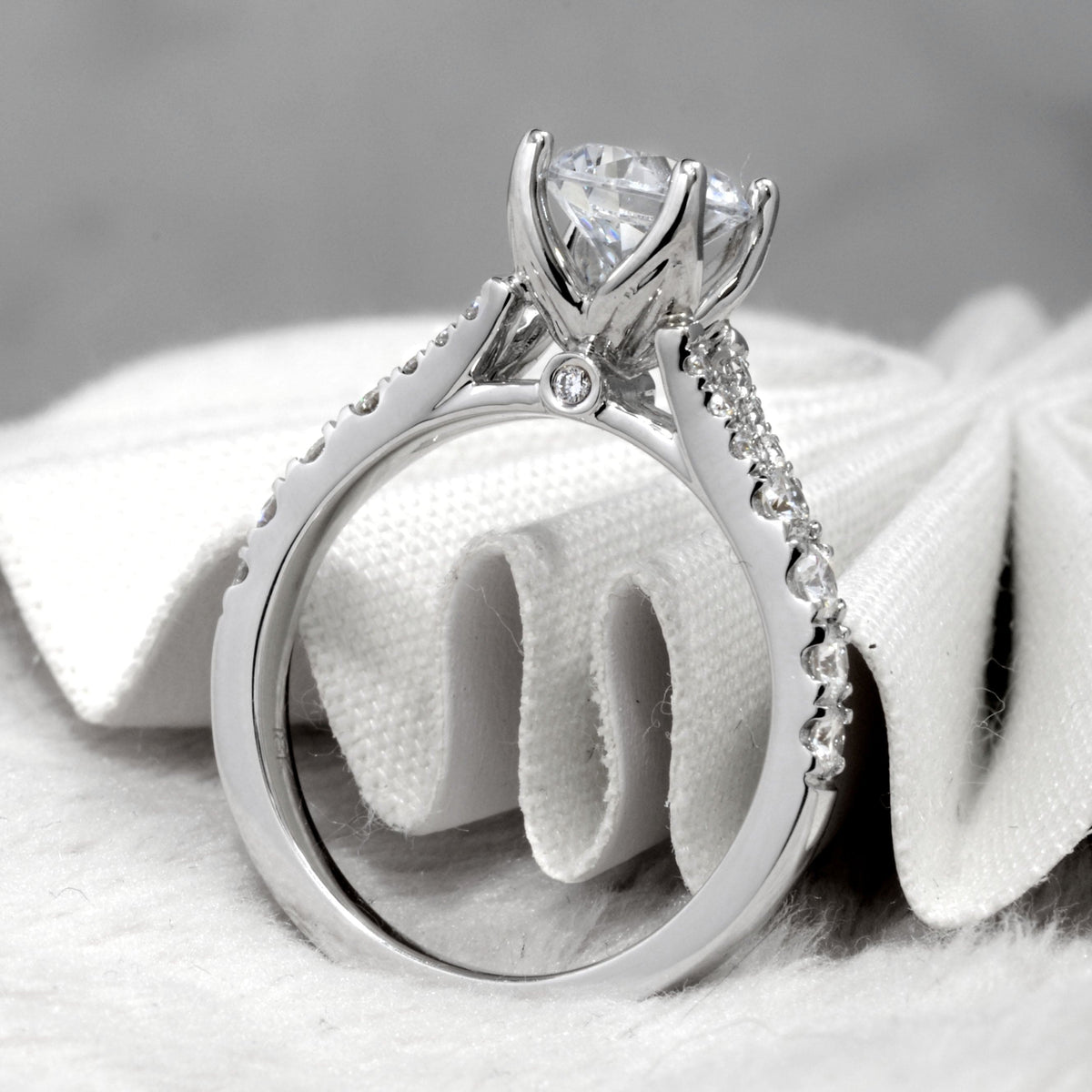 Split shank engagement ring side view